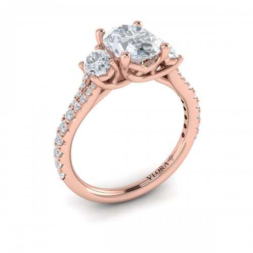 Vlora Three Stone, Split Shank Engagement Ring
