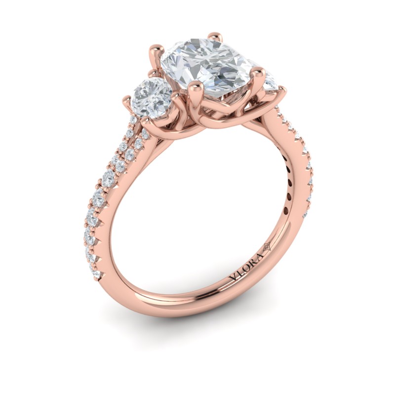 Vlora Three Stone, Split Shank Engagement Ring