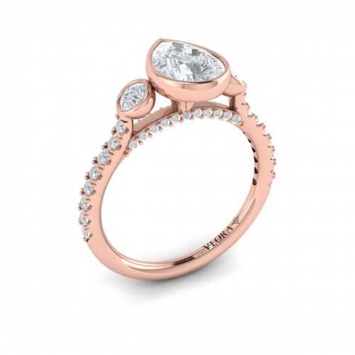 Vlora Three Stone, Bezel Engagement Ring