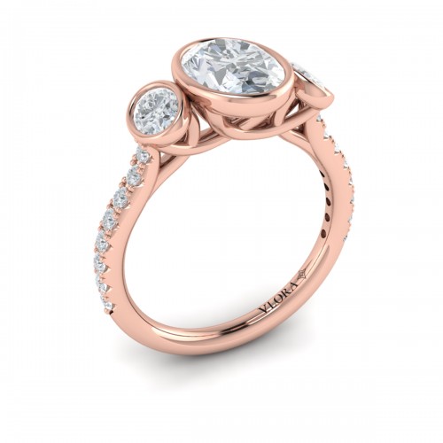 Vlora Three Stone, Bezel Engagement Ring