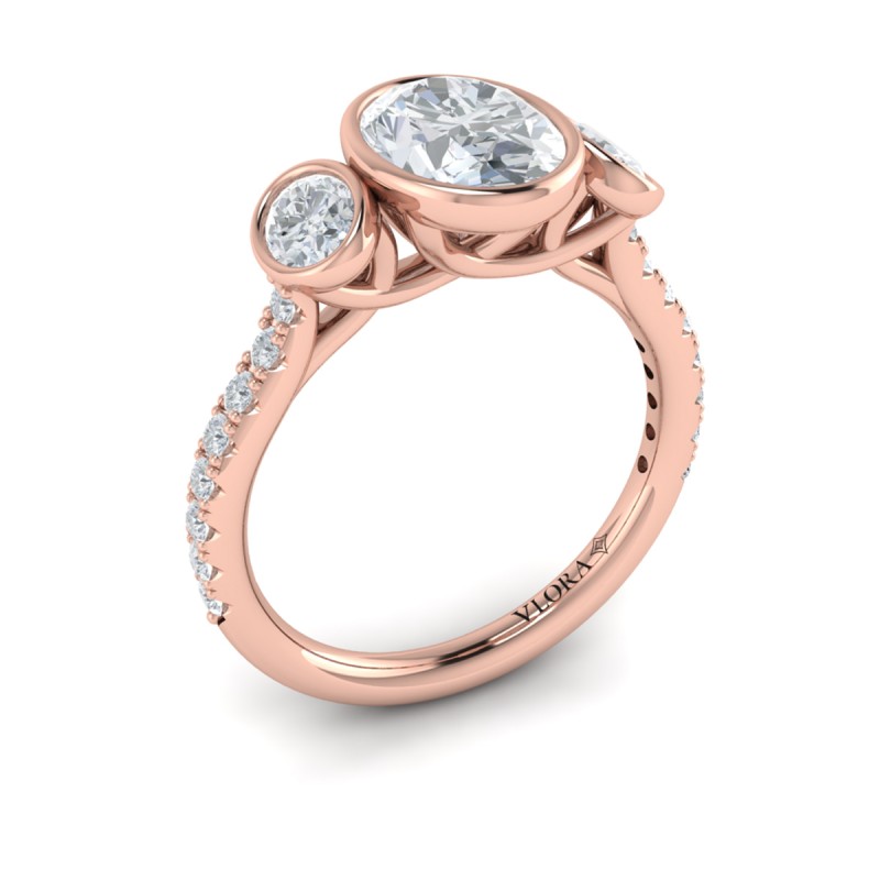 Vlora Three Stone, Bezel Engagement Ring