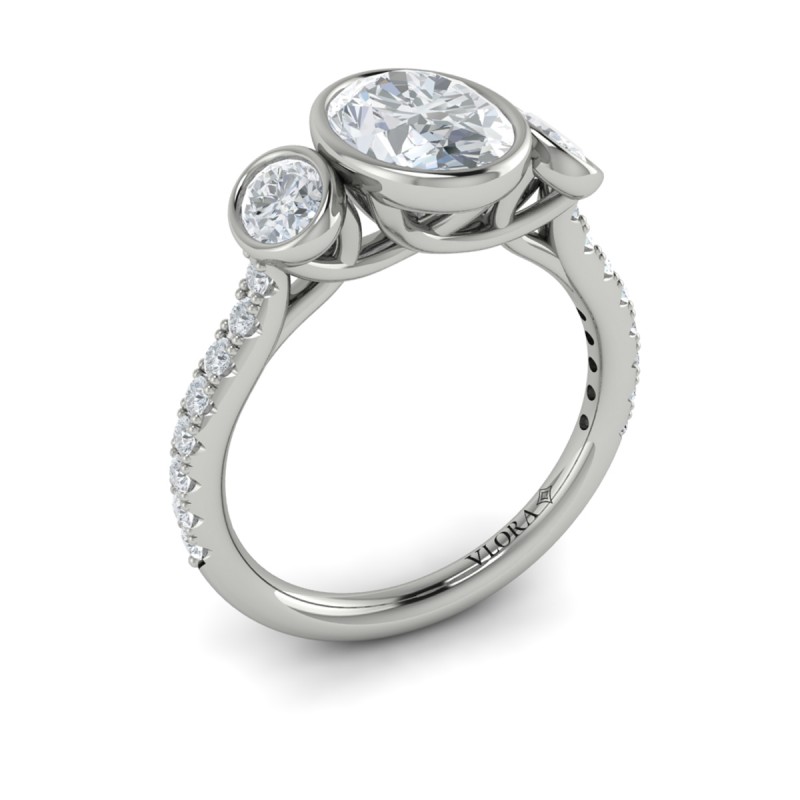 Trio Oval Bezel Engagement Ring