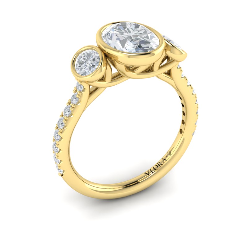 Trio Oval Bezel Engagement Ring
