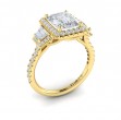 Trio Emerald Cut Halo Engagement Ring