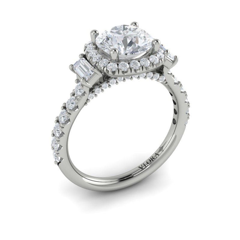 Harmony Trio Halo Engagement Ring