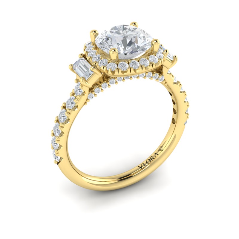 Harmony Trio Halo Engagement Ring