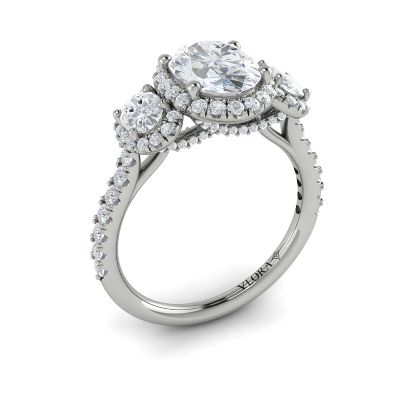 Triple Halo Oval Engagement Ring