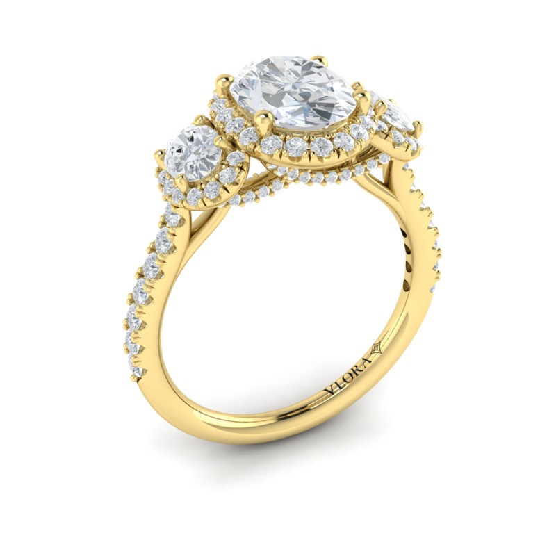 Triple Halo Oval Engagement Ring
