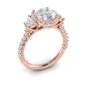 Vlora Three Stone, Halo Engagement Ring