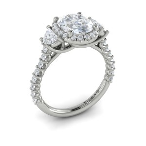 Vlora Three Stone, Halo Engagement Ring