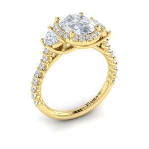 Vlora Three Stone, Halo Engagement Ring