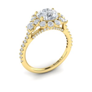 Vlora Three Stone, Halo Engagement Ring