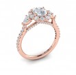 Vlora Three Stone, Halo Engagement Ring