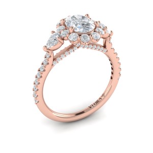 Vlora Three Stone, Halo Engagement Ring