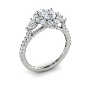 Vlora Three Stone, Halo Engagement Ring