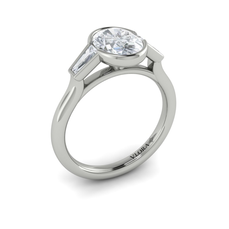 Vlora Three Stone, Bezel Engagement Ring