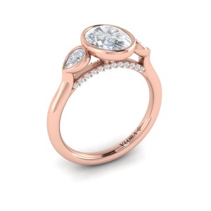 Vlora Three Stone, Bezel Engagement Ring