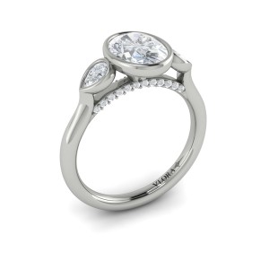 Vlora Three Stone, Bezel Engagement Ring