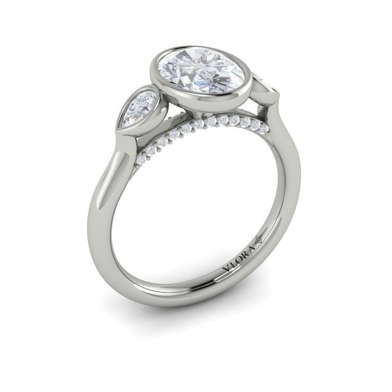 Vlora Three Stone, Bezel Engagement Ring