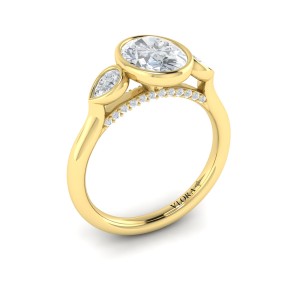 Vlora Three Stone, Bezel Engagement Ring