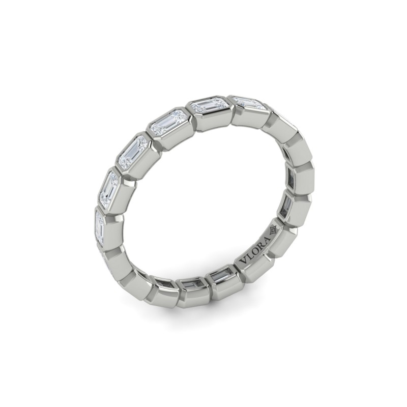 Bezel Set Emerald Cut Eternity Ring