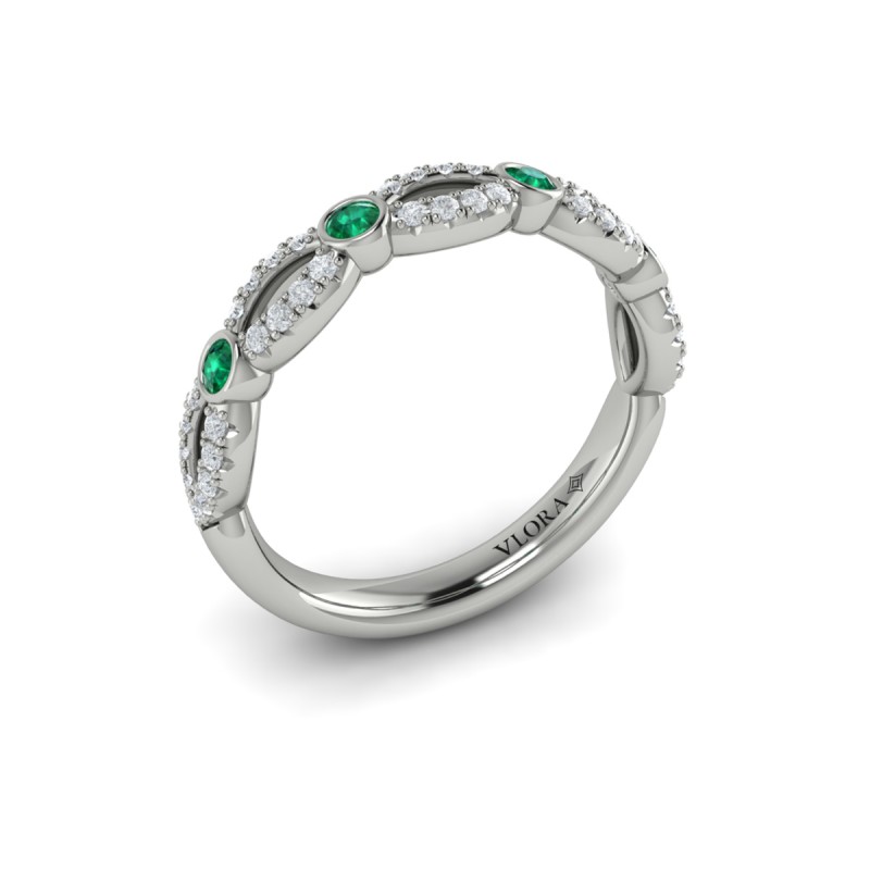 Diamond and Emerald Cascade Band