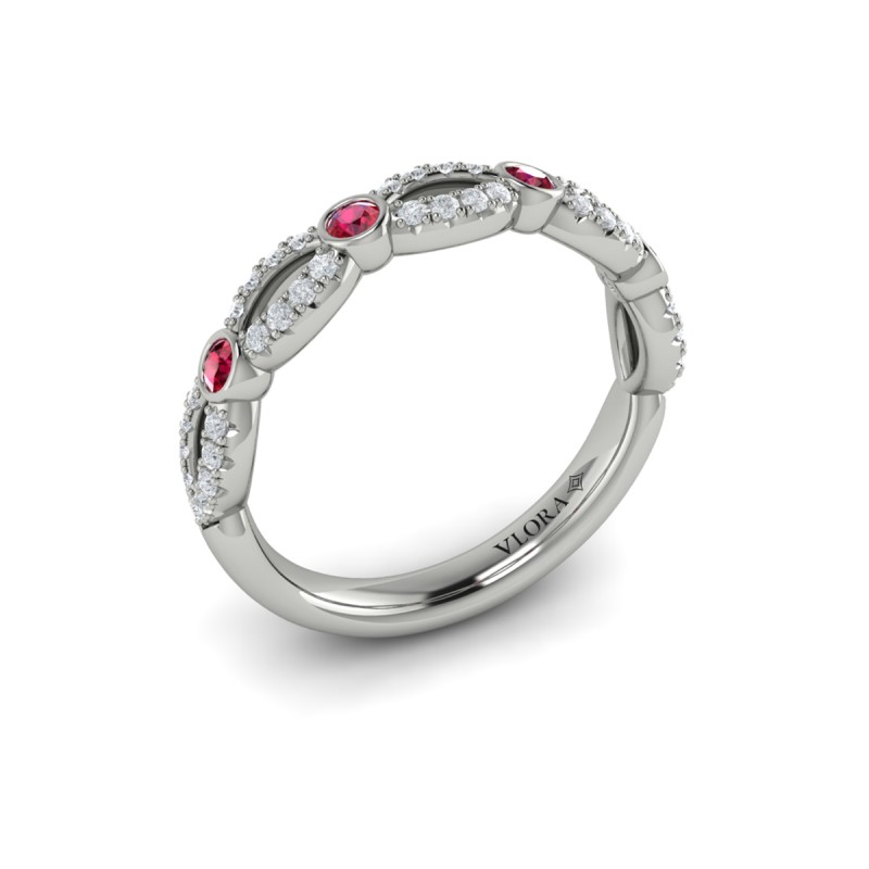 Diamond and Ruby Cascade Band