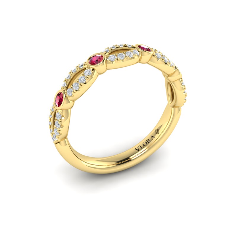 Diamond and Ruby Cascade Band