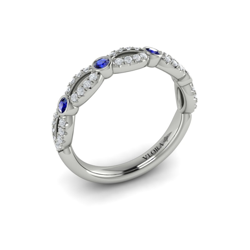 Diamond and Sapphire Cascade Band