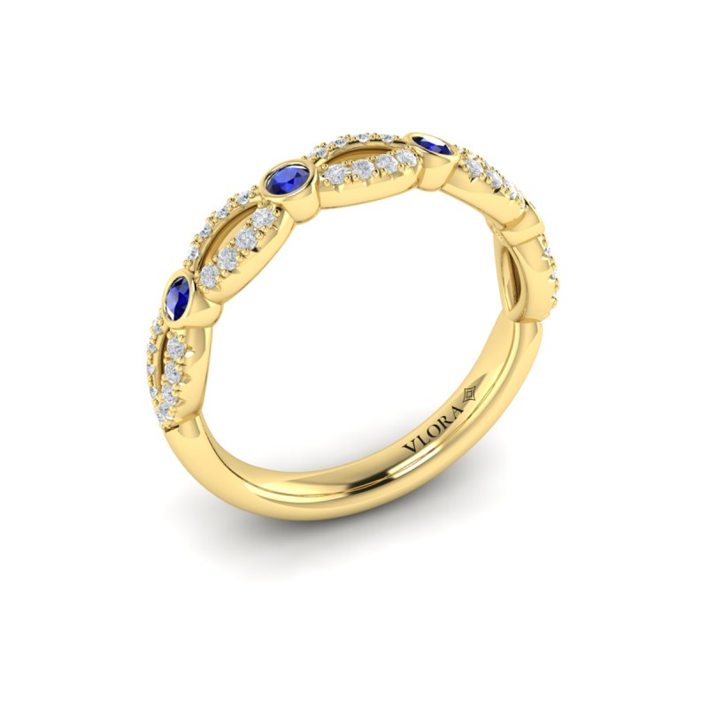 Diamond and Sapphire Cascade Band