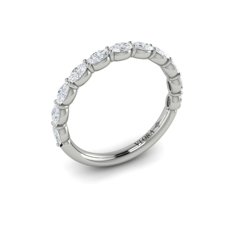 Graceful Oval Shared Prong Stackable Band