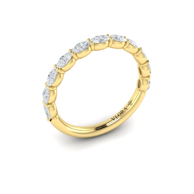 Graceful Oval Shared Prong Stackable Band