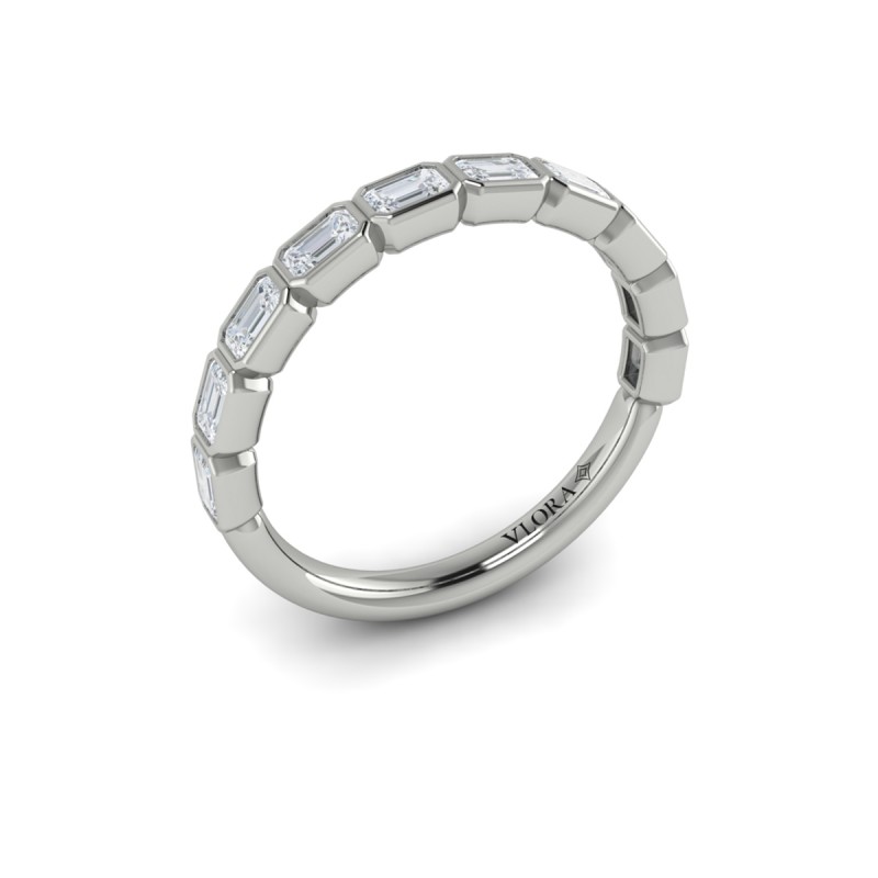 Bezel-Set Emerald Cut Stackable Band