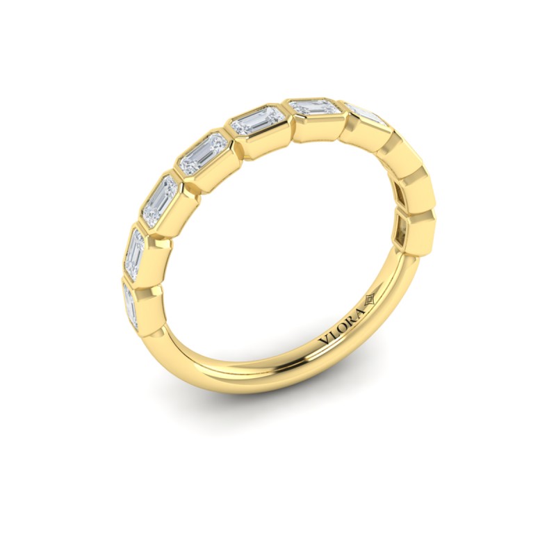 Bezel-Set Emerald Cut Stackable Band