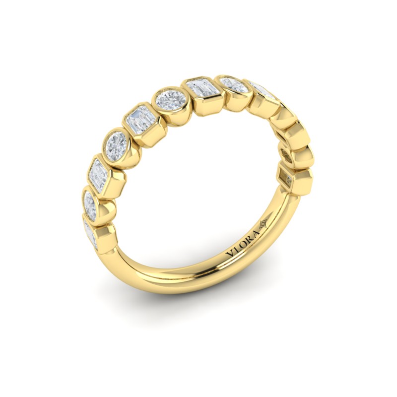 Geometric Bezel-Set Stackable Band