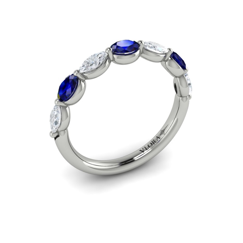 Sapphire and Diamond Stackable Band