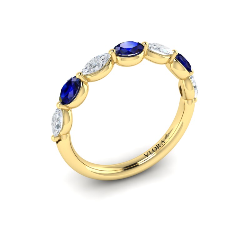 Sapphire and Diamond Stackable Band