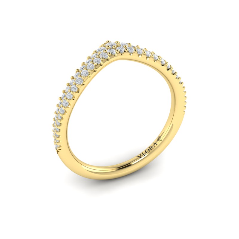 Pave Chevron Contoured Band