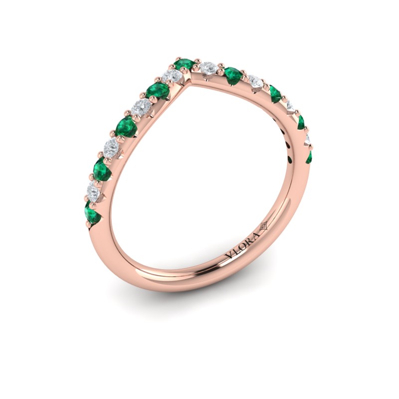 Emerald and Diamond Contour Band