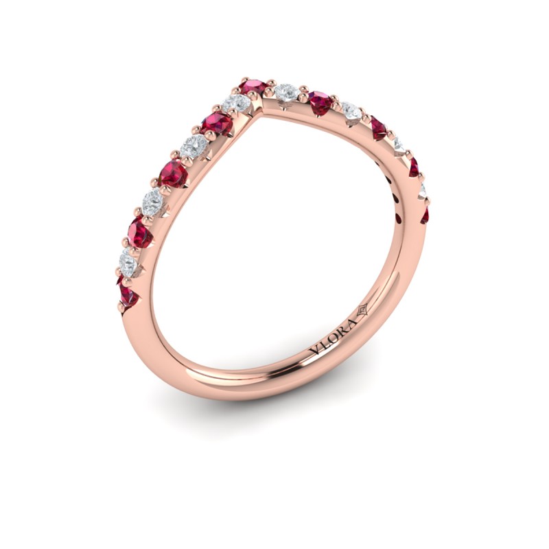 Ruby and Diamond Contour Band