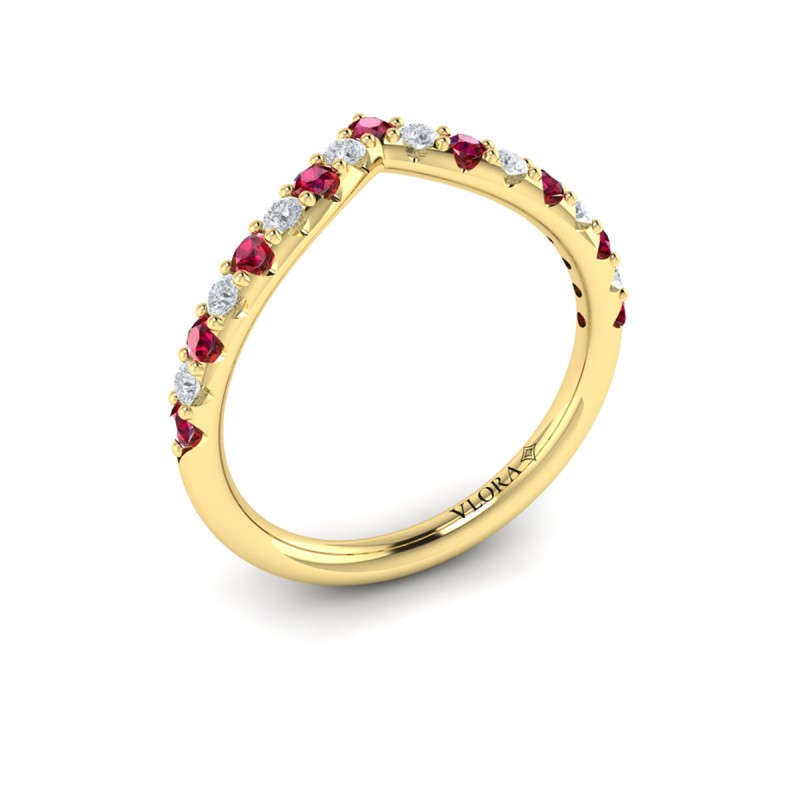 Ruby and Diamond Contour Band