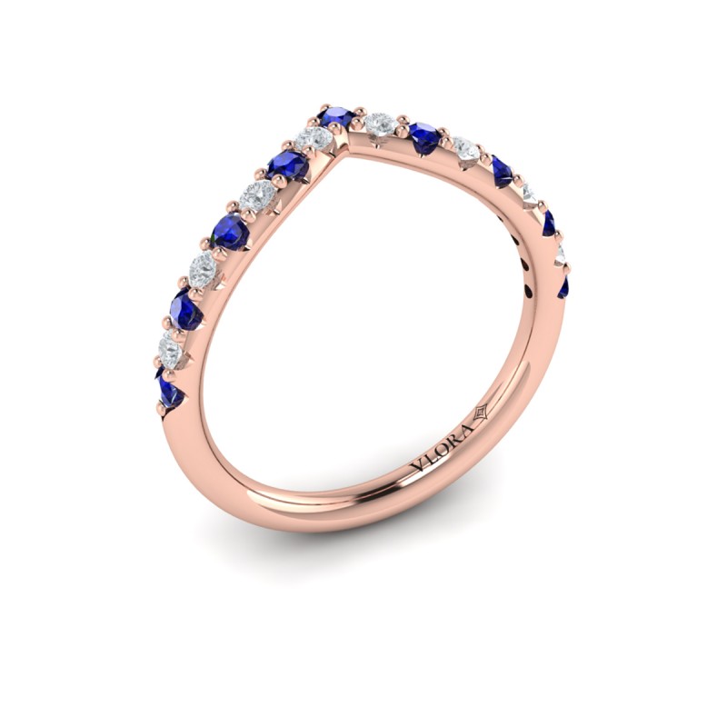 Sapphire and Diamond Contour Band