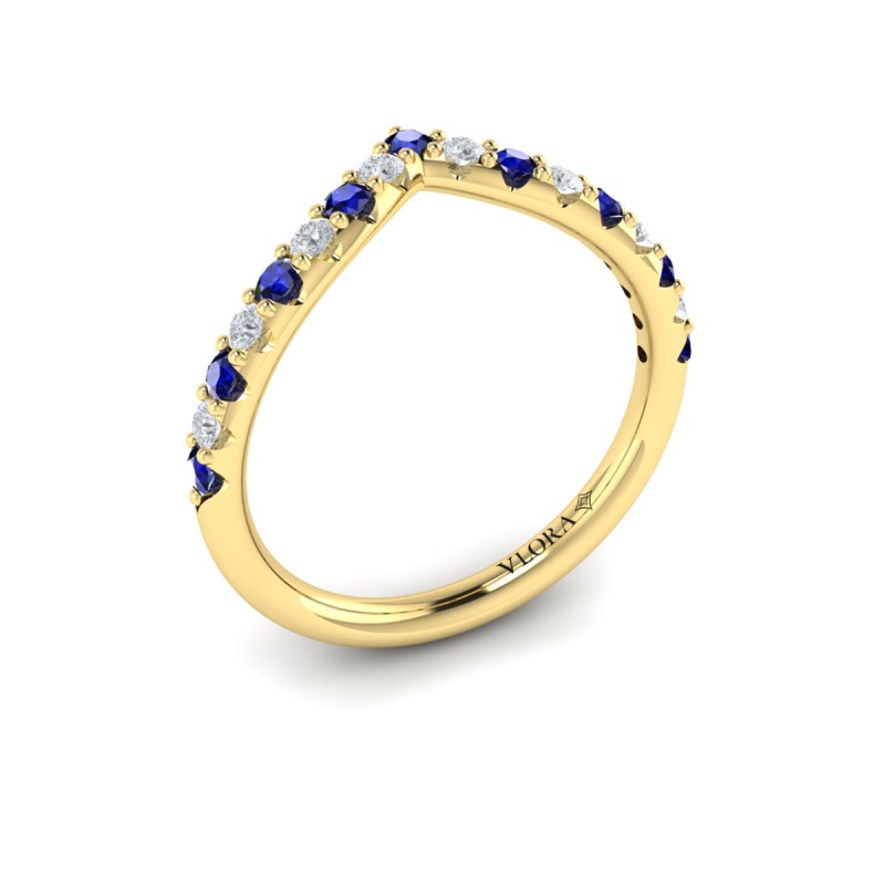Sapphire and Diamond Contour Band
