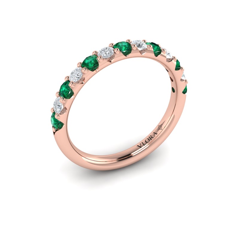 Emerald and Diamond Stackable Band