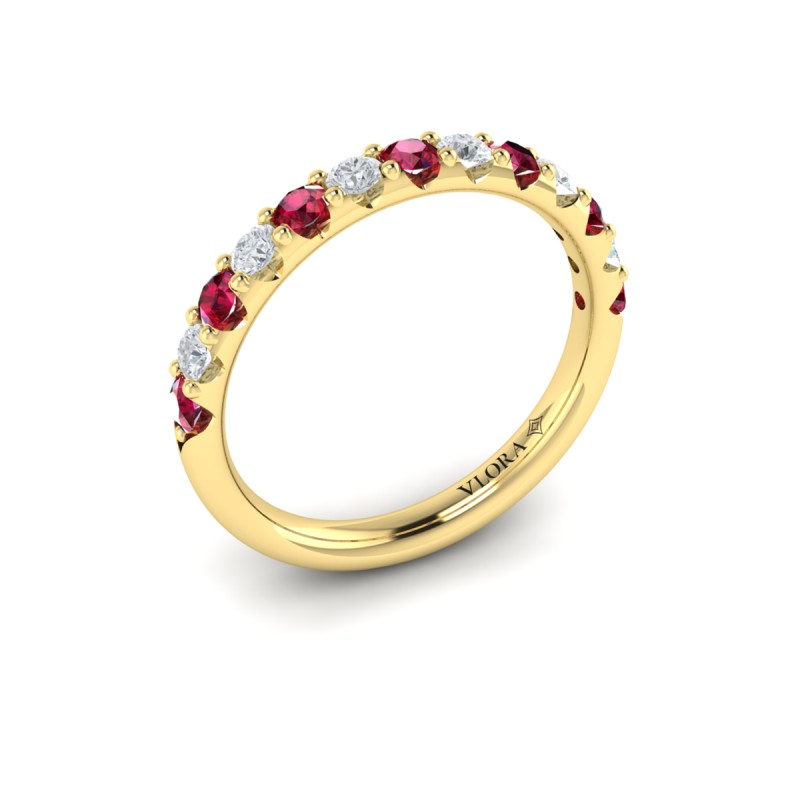 Ruby and Diamond Stackable Band