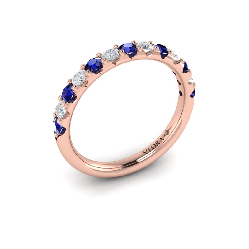 Sapphire and Diamond Stackable Band