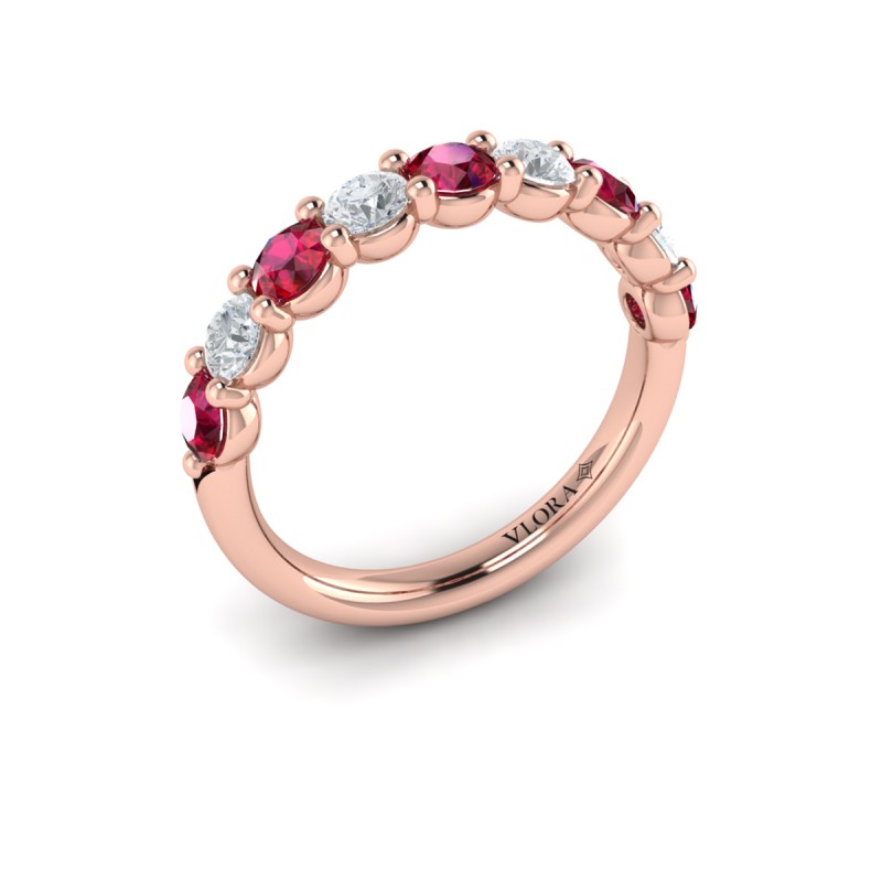 Classic Ruby and Diamond Stackable Band