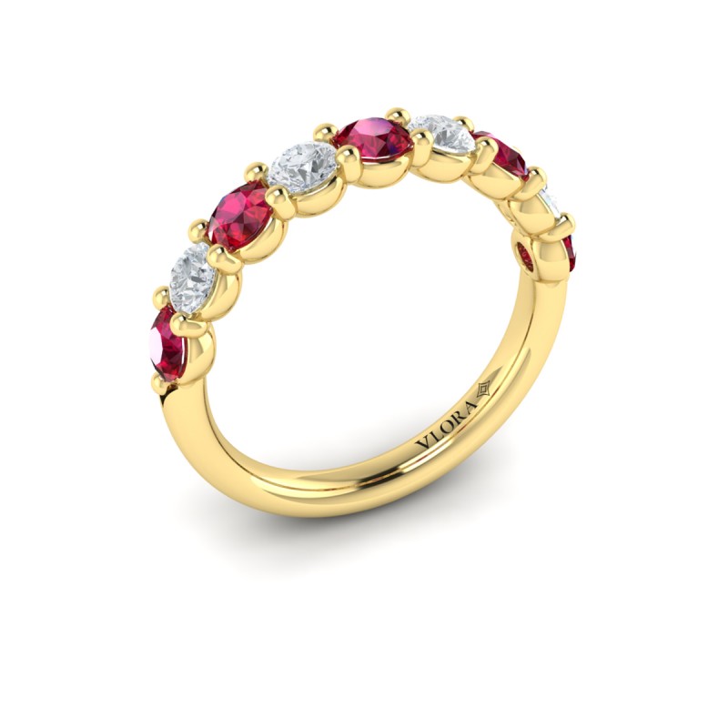 Classic Ruby and Diamond Stackable Band