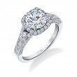 Round Cut Modern Vintage Cushion Halo Engagement Ring - Cheri