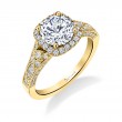 Round Cut Modern Vintage Cushion Halo Engagement Ring - Cheri